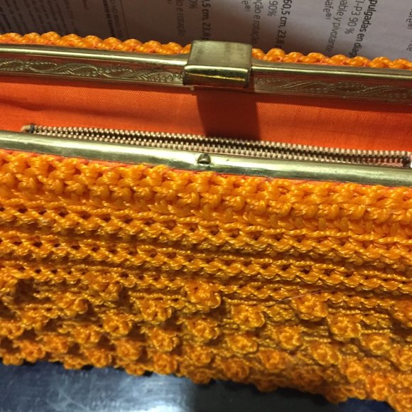 VINTAGE HAND KNITTED POPCORN SMALL HANDBAG - Picture 7 of 10